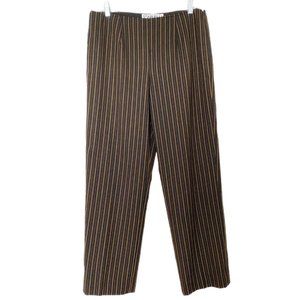 Carlisle Women's Black & Gold Striped Fine Wool Straight Leg Lined Pants Size 6